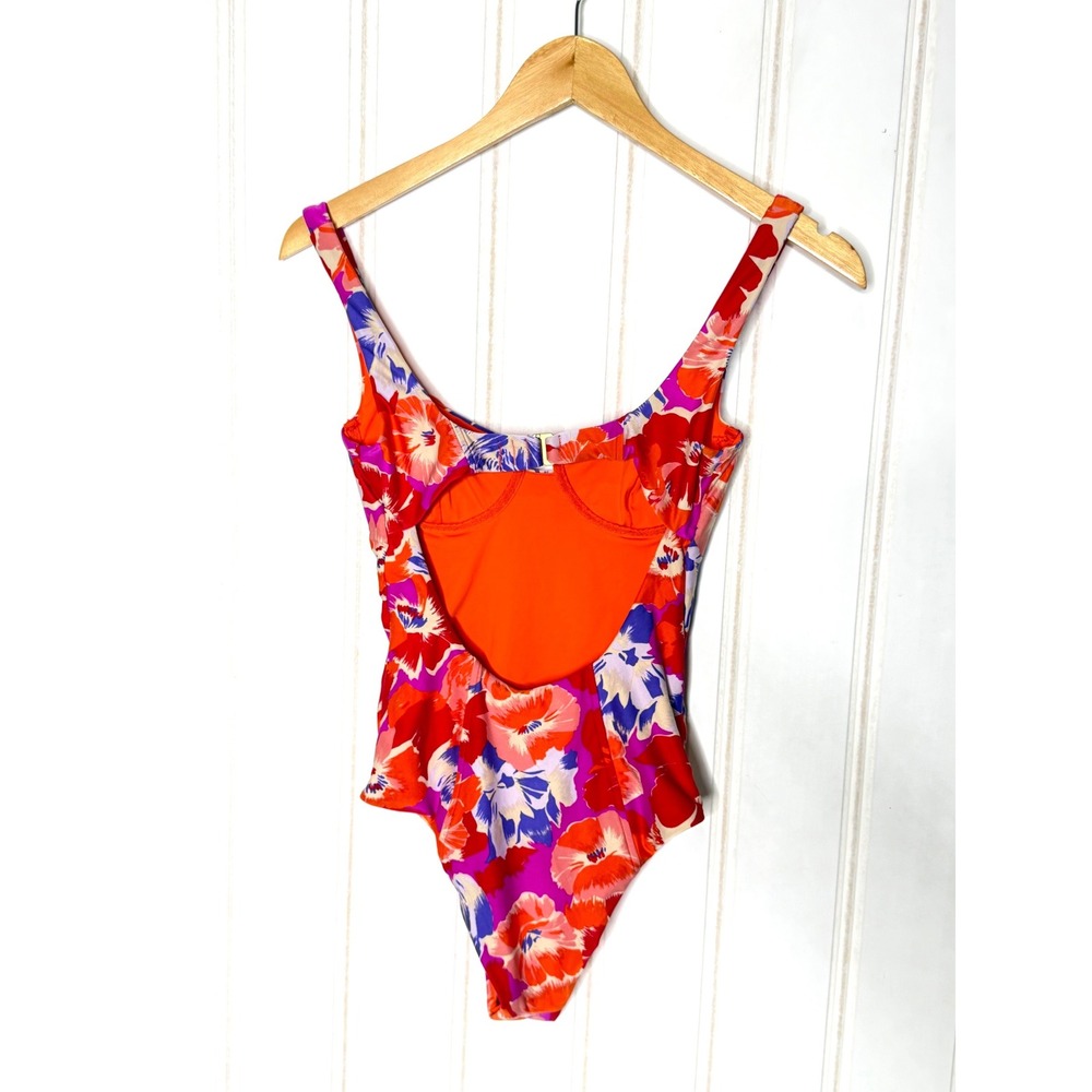 L*Space Nicolette One Piece Swimsuit Floral Underwire Pink Orange Size 4 - Picture 11 of 14